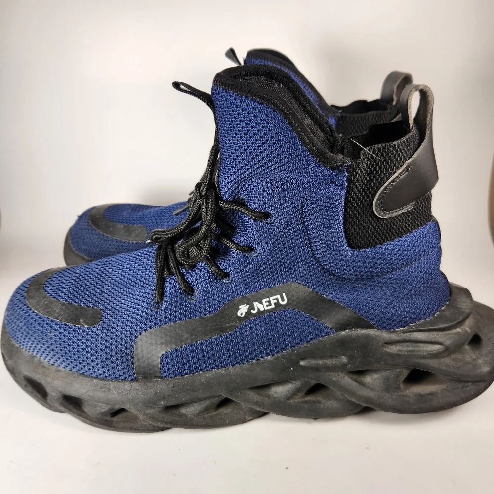 JIEFU Men's Work Safety Shoe Size 14 EU 48 Blue Black Steel Toe Sneaker - Picture 6 of 8